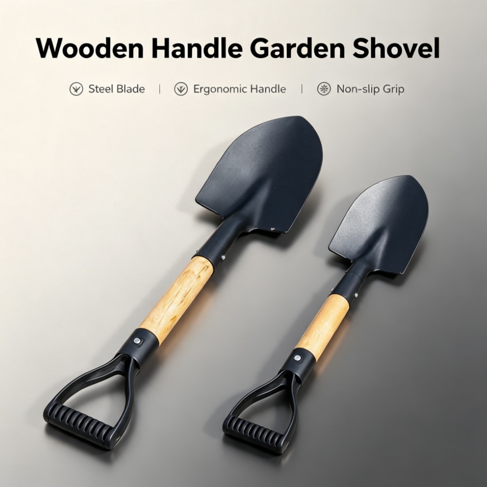 Gardening Tools Spade - مجرفة فولاذية مقاومة للتآكل بمقبض خشبي